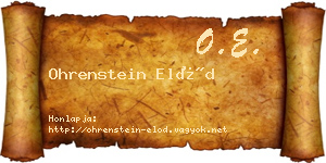 Ohrenstein Előd névjegykártya